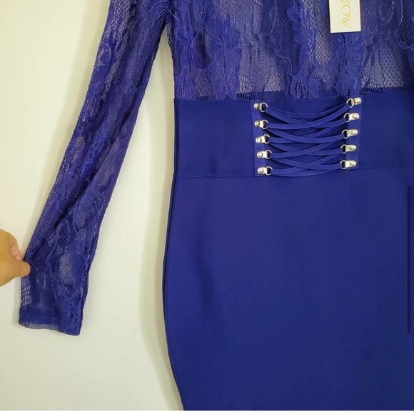Royal blue lace mesh dress - Picture 2 of 4